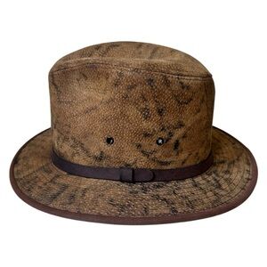 Hatquarters by Henschel brown leather outback/cowboy hat – Made in USA, Size M